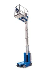 Genie GR20 electric vertical mast lift 25 working height Scissor Lifts Rental Fox Ventures | Fox Equipment Rentals in Clare, MI