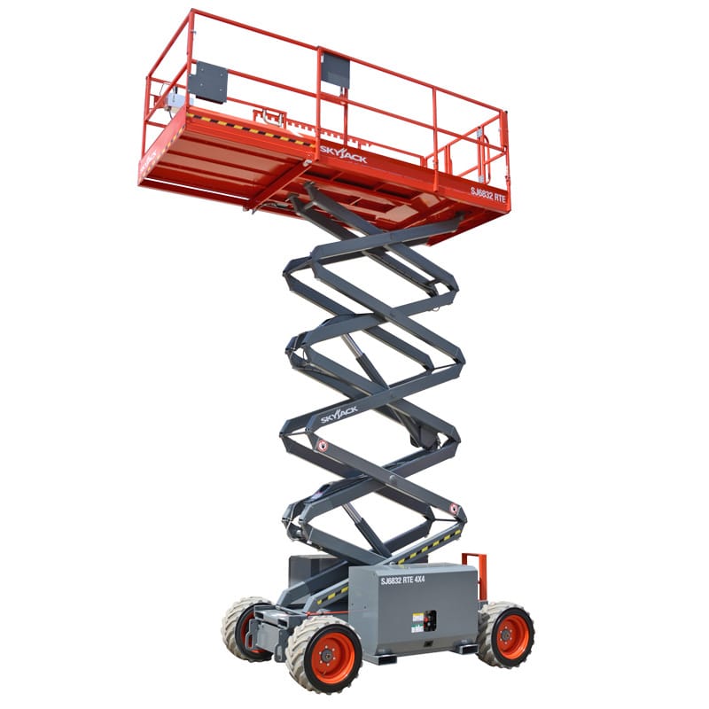 Featured image for “32′ Rough Terrain 68″ Wide, W/O Outriggers, Dual Fuel Scissor Lift – 8k”